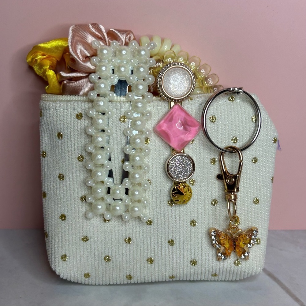 8 Piece Hair Accessories with Storage Pouch and Dazzling Butterfly Keychain